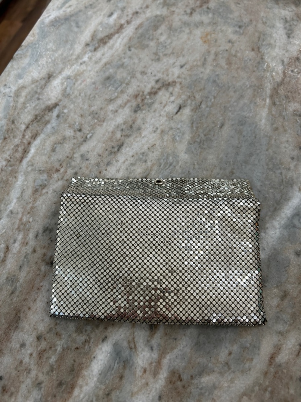 Vintage Whiting & Davis Silver Mesh Evening Bag Silver w/cubic zirconia closure - Picture 12 of 16